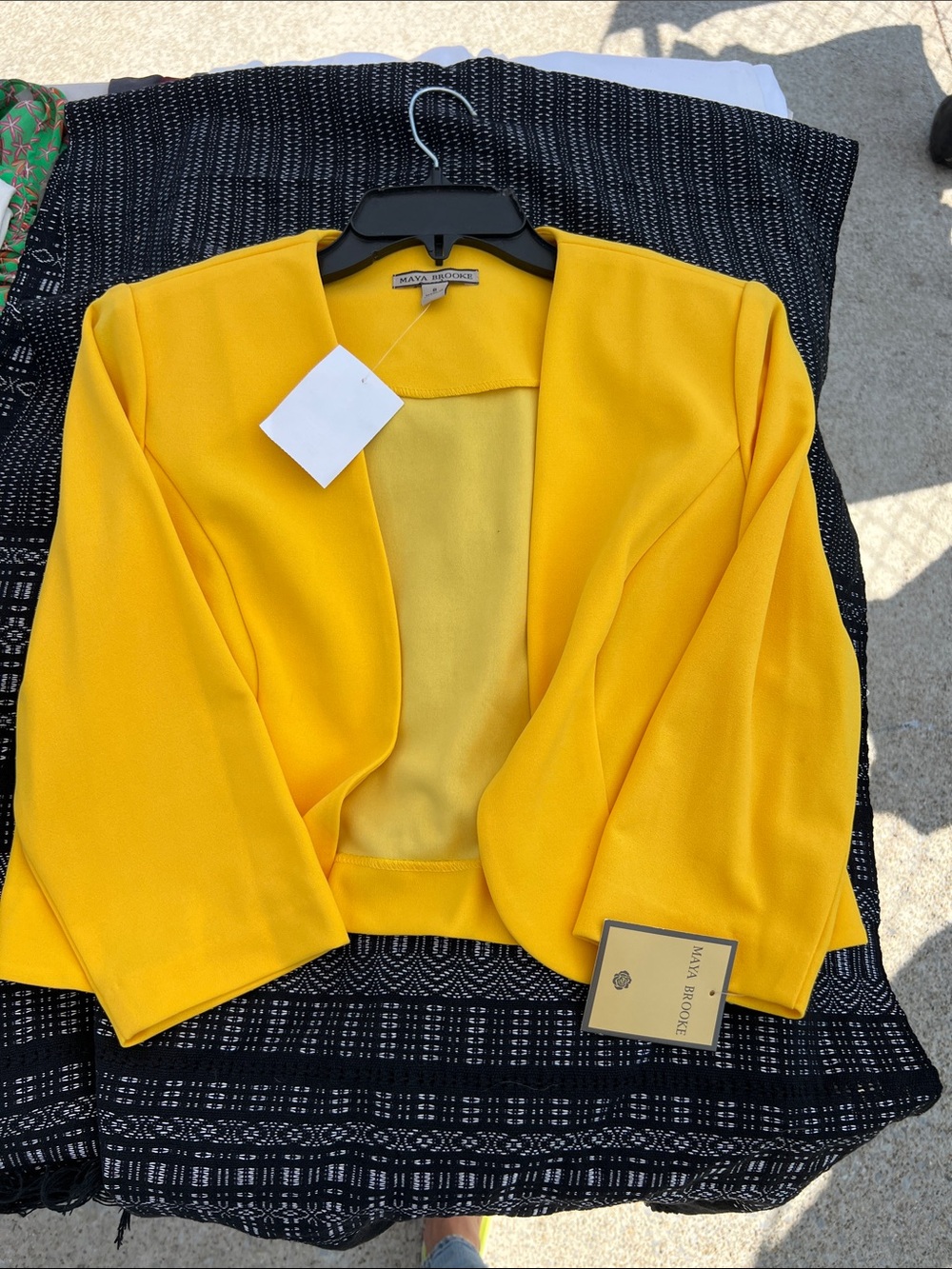 Brooks Bright Yellow Cropped Open-Front Blazer
